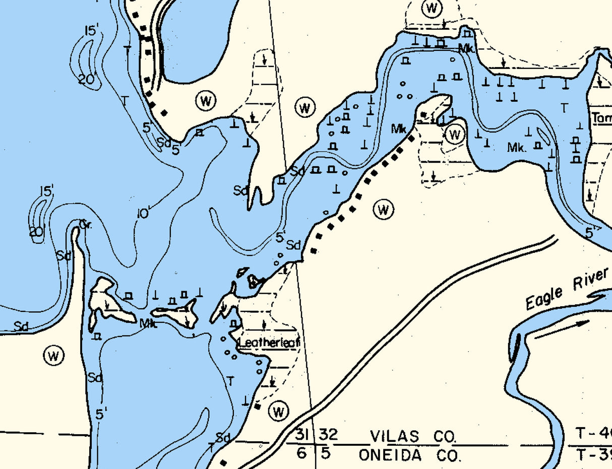 1969 Map of Cranberry Lake Vilas and Oneida County Wisconsin