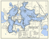 1972 Map of Minocqua Lake Oneida County Wisconsin