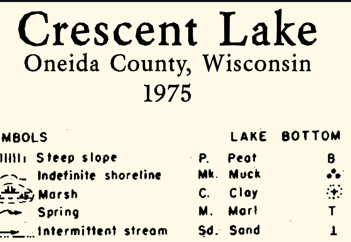 1975 Map of Crescent Lake Oneida County Wisconsin