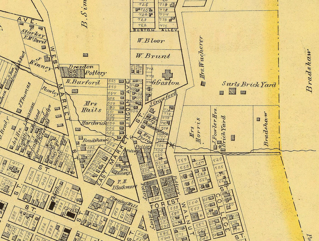 1877 Town Map of East Liverpool Columbiana County Ohio