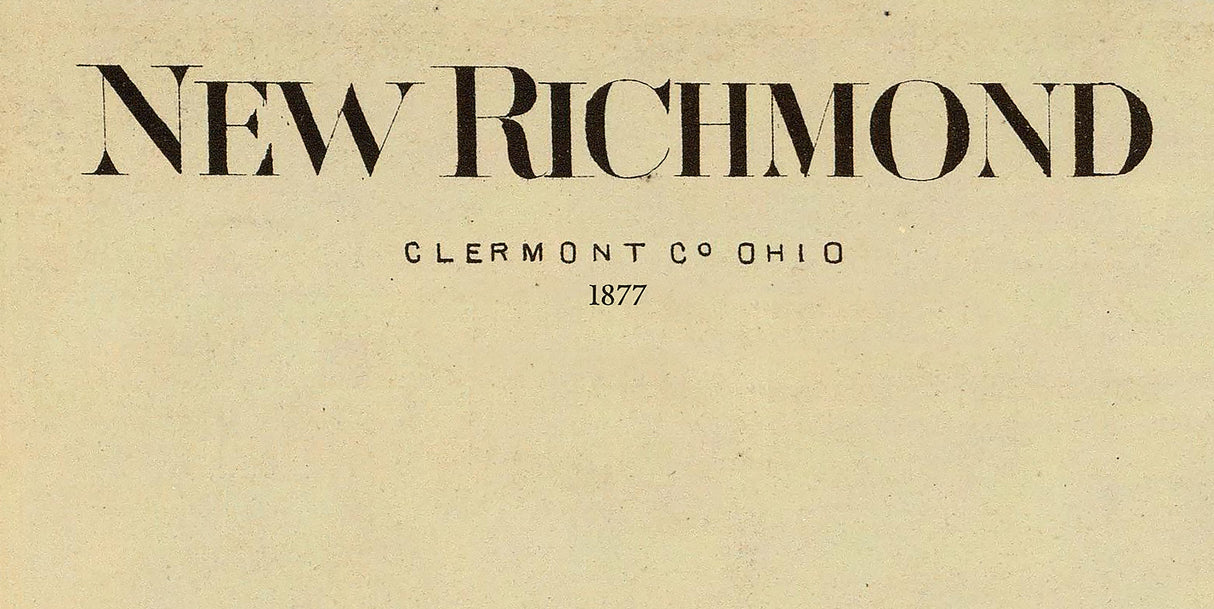 1877 Town Map of New Richmond Clermont County Ohio Moscow