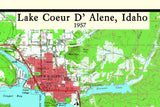 1957 Map of Lake Coeur D'Alene Idaho