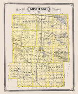 1876 Map of Kosciusko County Indiana