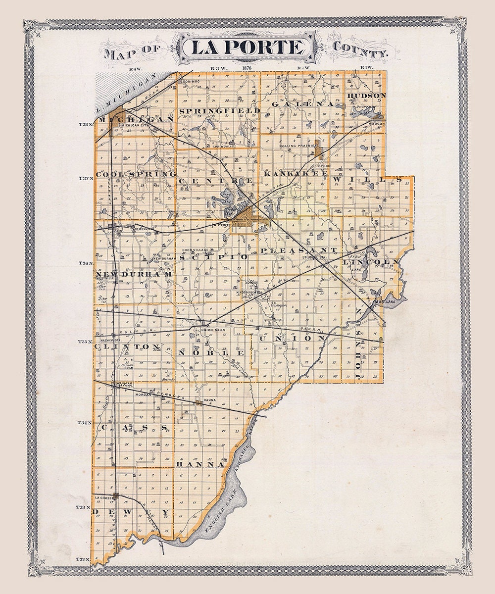 1876 Map of La Porte County Indiana