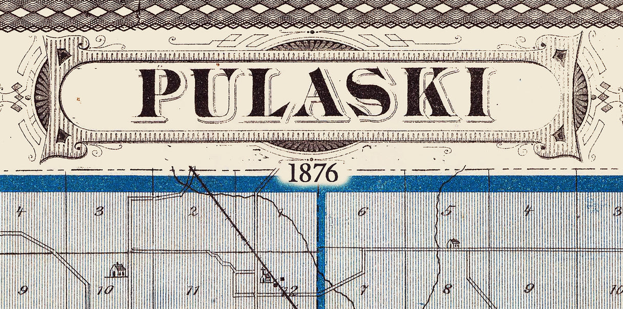 1876 Map of Pulaski County Indiana