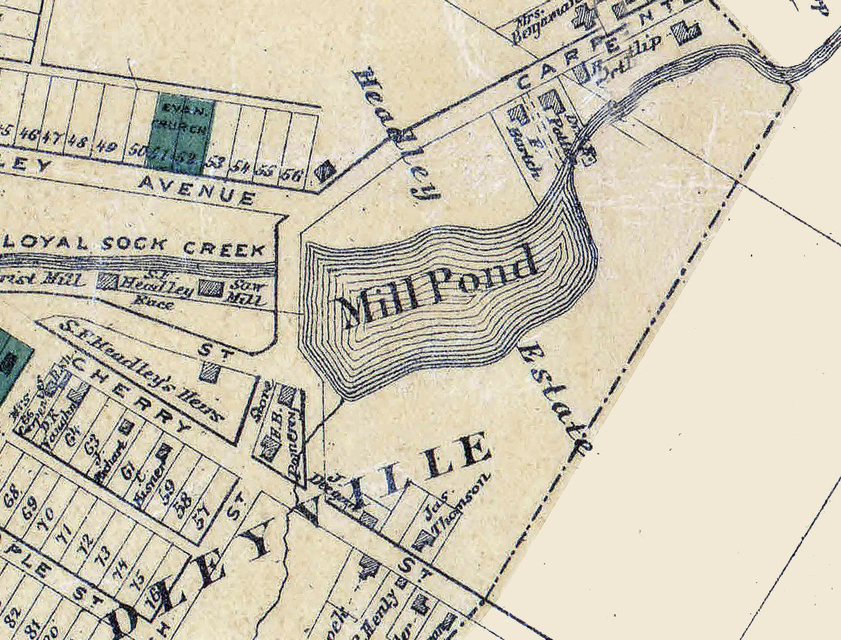 1872 Town Map of Dushore Sullivan County Pennsylvania