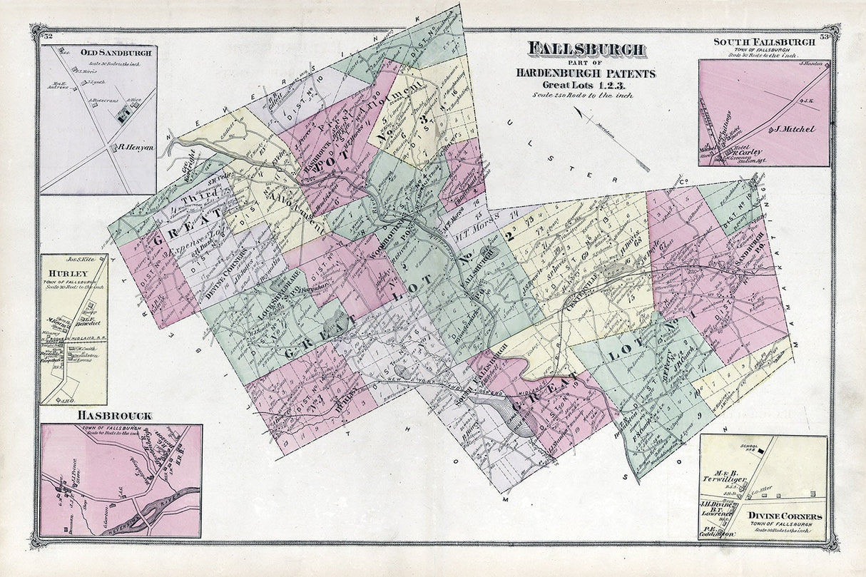 1875 Map of Fallsburgh Township Sullivan County New York