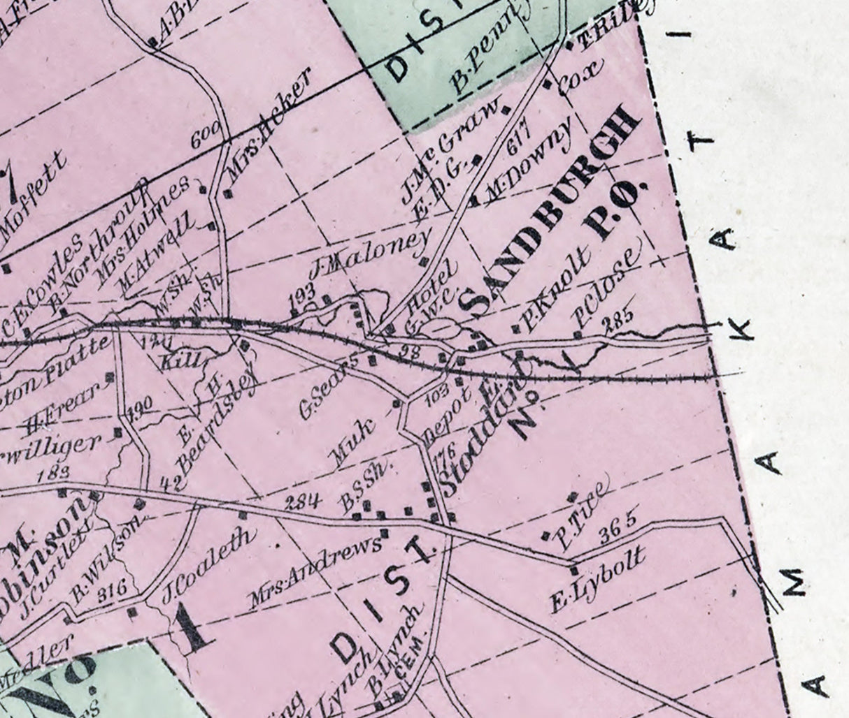 1875 Map of Fallsburgh Township Sullivan County New York