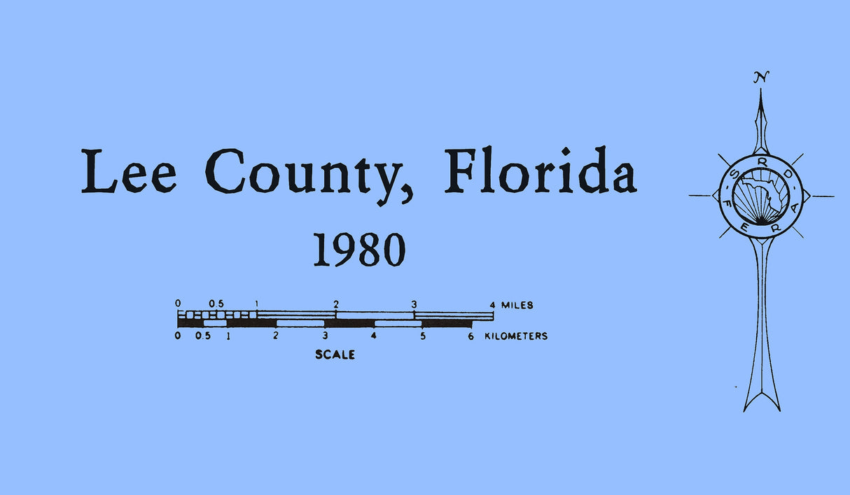 1980 Map of Lee County Florida Fort Myers