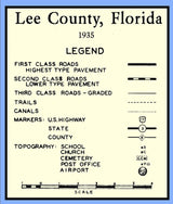 1935 Map of Lee County Florida Fort Myers