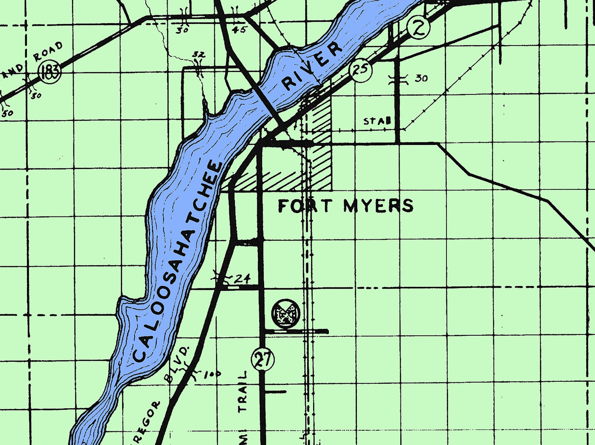 1935 Map of Lee County Florida Fort Myers