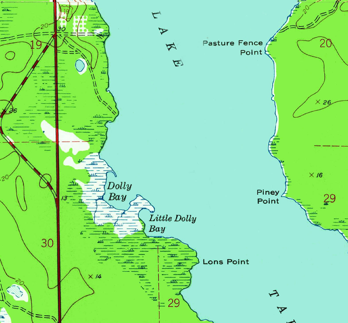 1943 Map of Lake Tarpon Pinellas County Florida