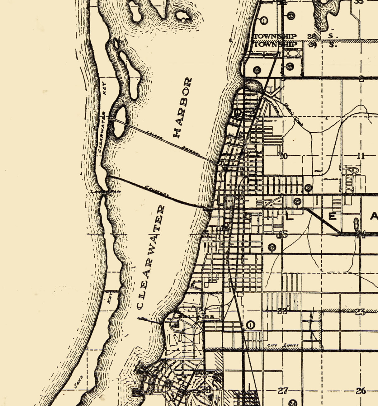 1925 Map of Pinellas County Florida Tampa Bay Clearwater