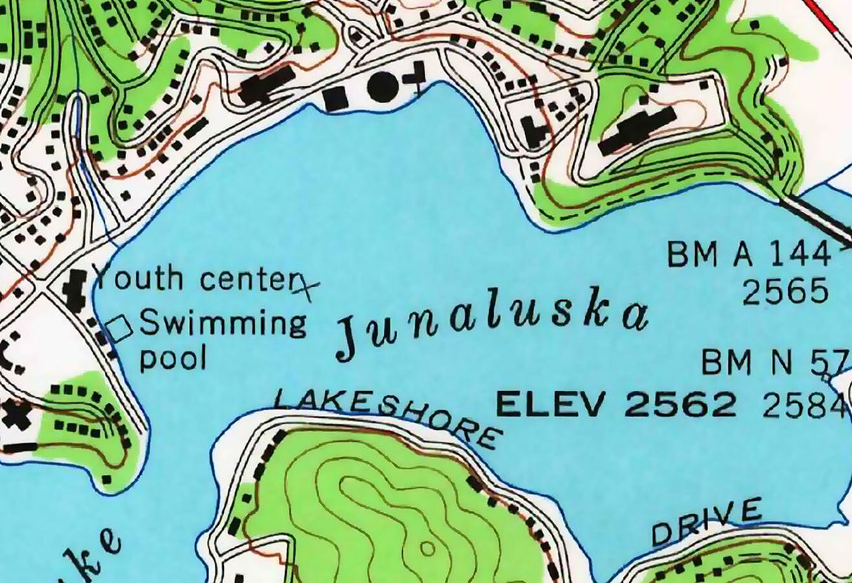 1967 Map of Lake Junaluska North Carolina