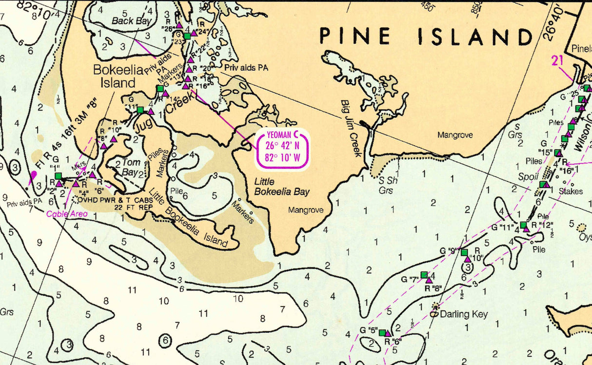 1996 Nautical Chart of Pine Island Sound Florida North Captiva Island