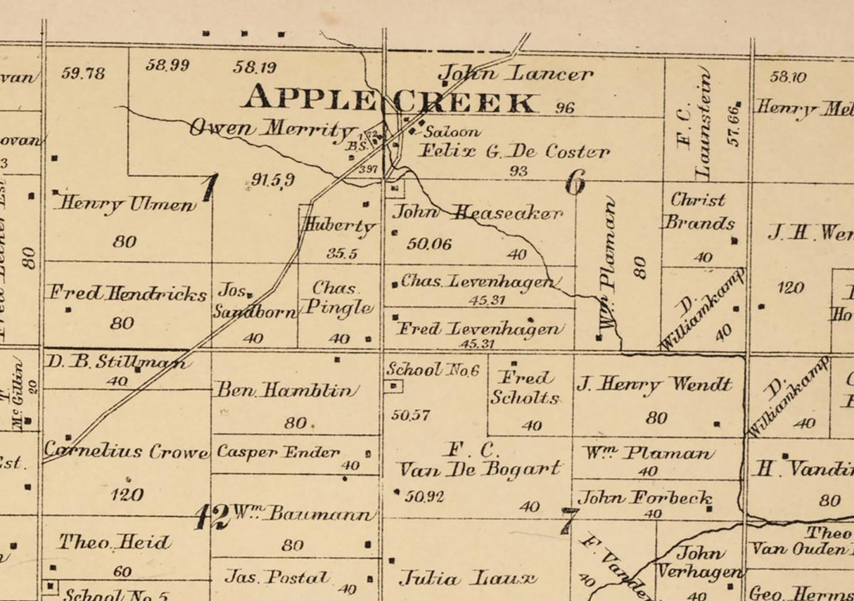 1889 Map of Grand Chute Township Outagamie County Wisconsin