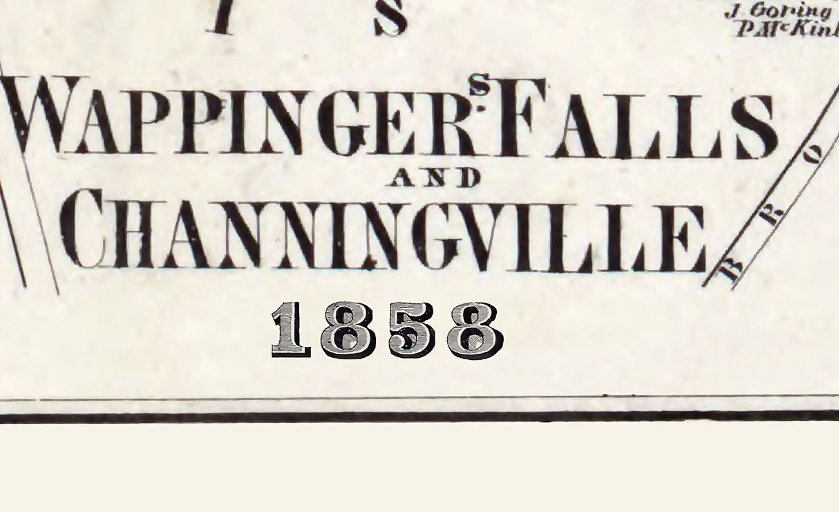 1858 Town Map of Wappinger Falls and ChanningVille New York