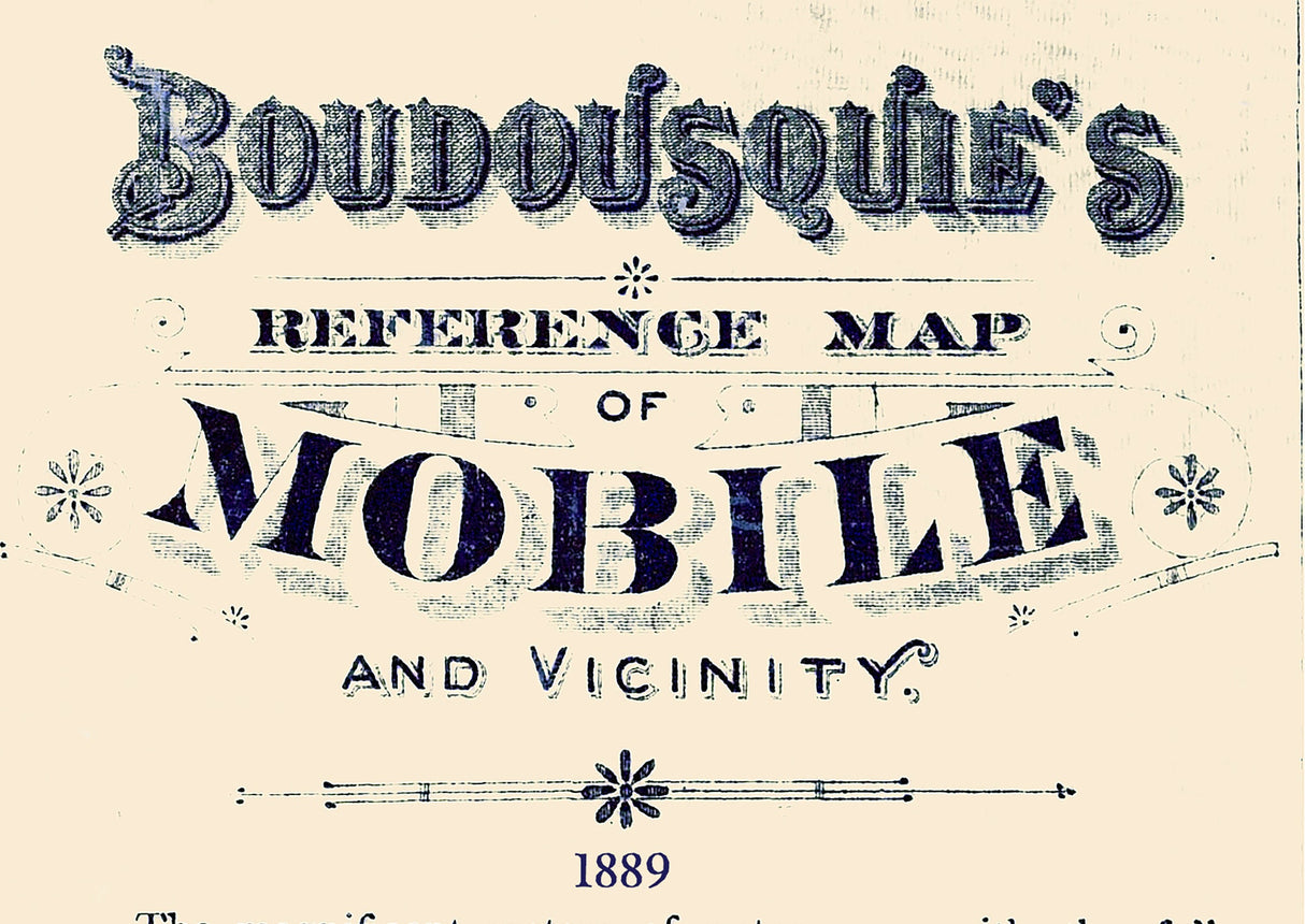 1889 Map of Mobile Bay Alabama