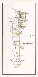 1891 Town Map of Springtown Bucks County Pennsylvania