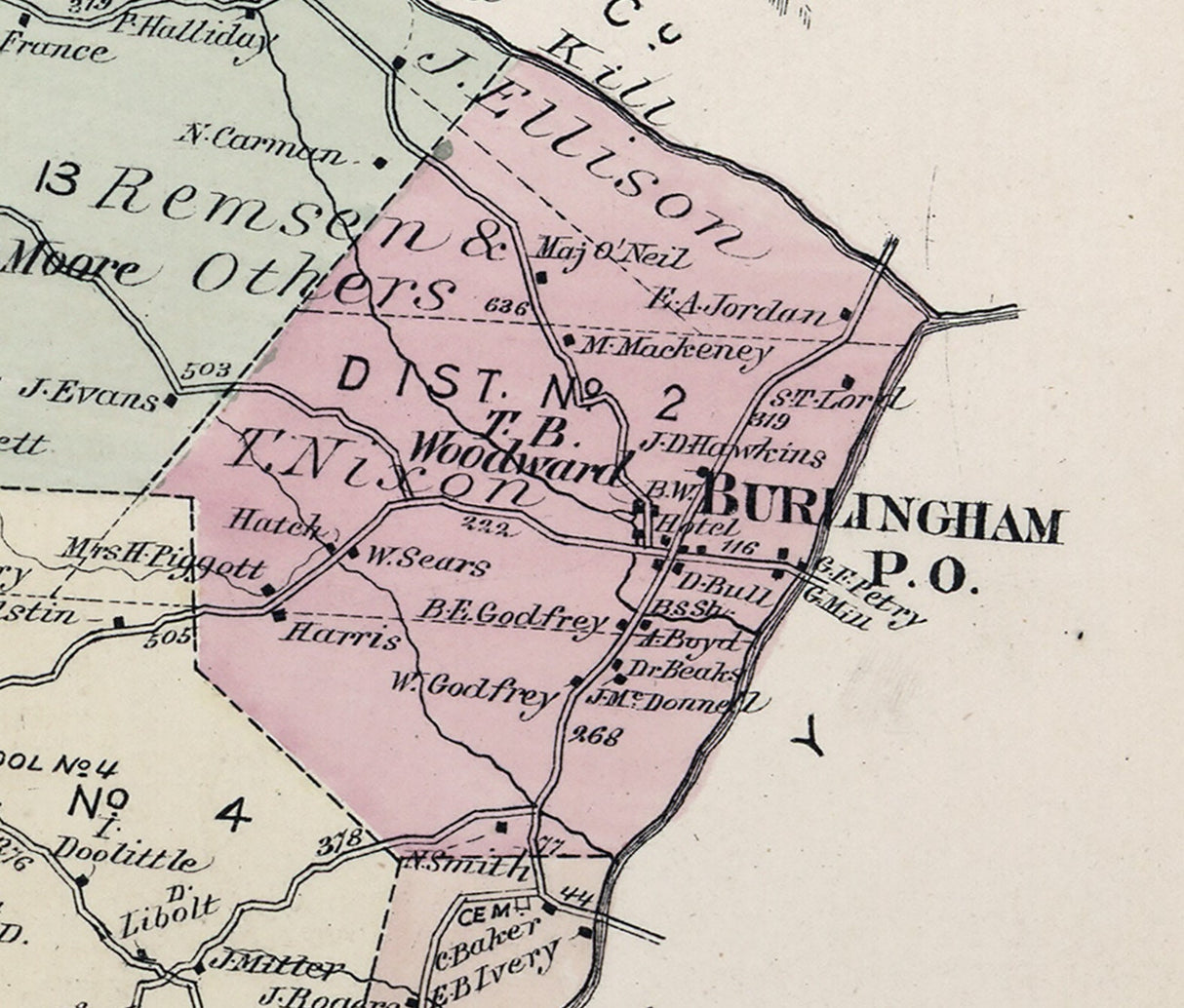 1875 Map of Mamakating Township Sullivan County New York