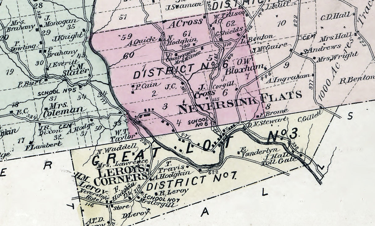 1875 Map of Neversink Township Sullivan County New York