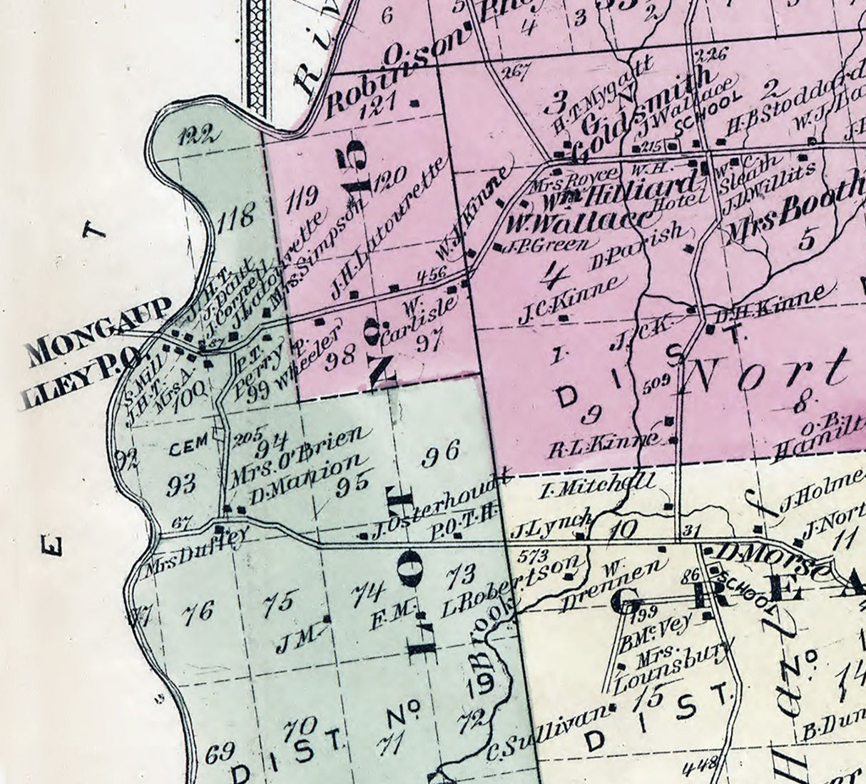 1875 Map of Thompson Township Sullivan County New York