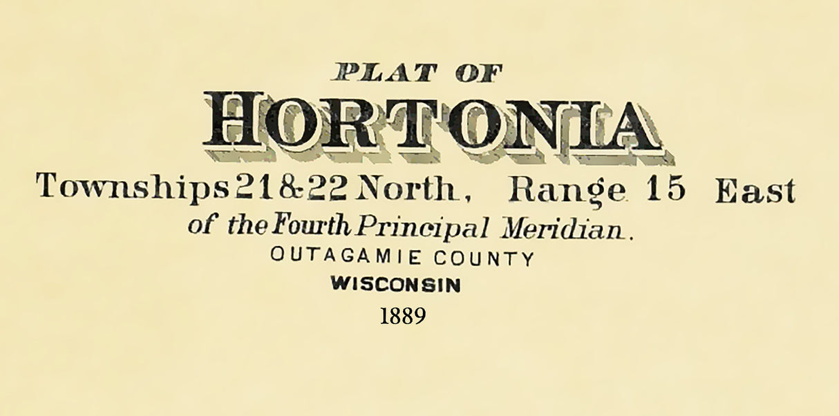 1889 Map of Hortonia Township Outagamie County Wisconsin