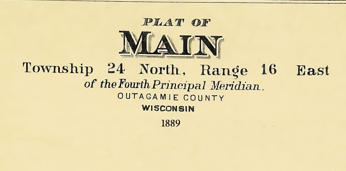 1889 Map of Main Township Outagamie County Wisconsin