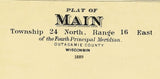 1889 Map of Main Township Outagamie County Wisconsin