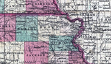 1858 Map of Kansas and Nebraska Showing Railroads Roads and Towns