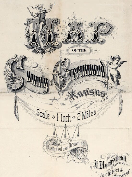 1877 Map of Greenwood County Kansas Eureka