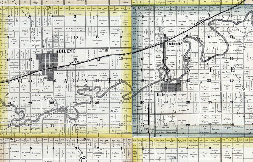 1885 Farm Line Map of Dickinson County Kansas