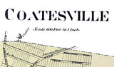 1873 Town Map of Coatesville Chester County Pennsylvania