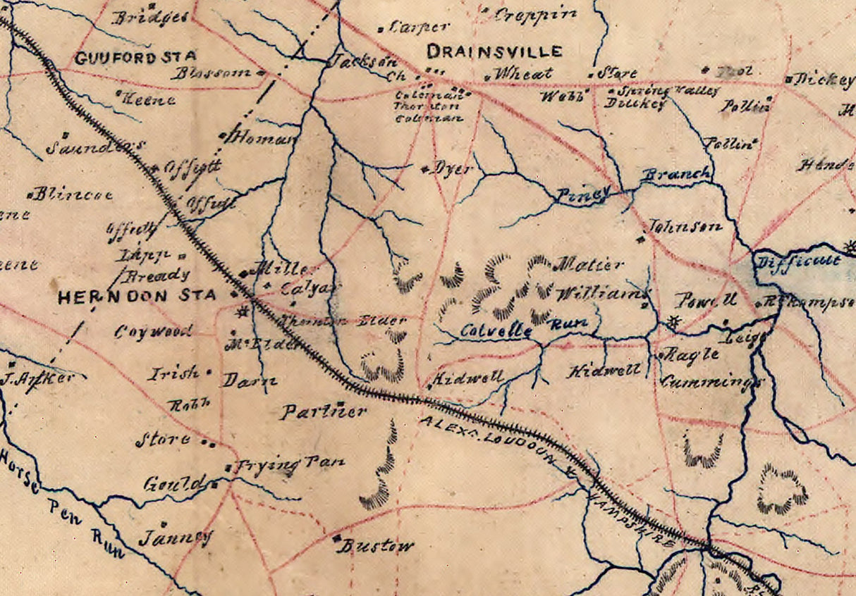 1864 Map of Fairfax County Virginia and Parts of Loudoun and Prince William County