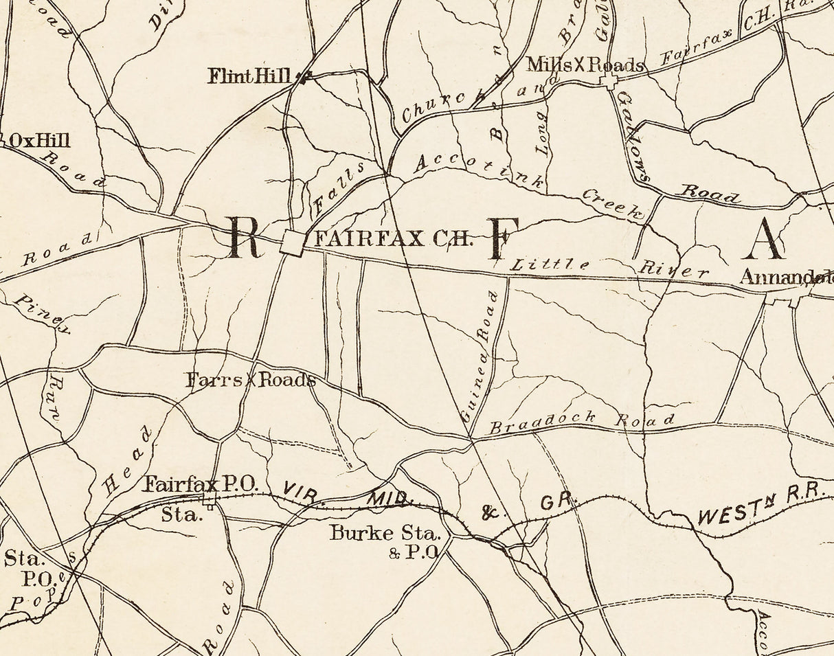 1882 Map of Washington DC and Vicinity Fairfax County Prince George County