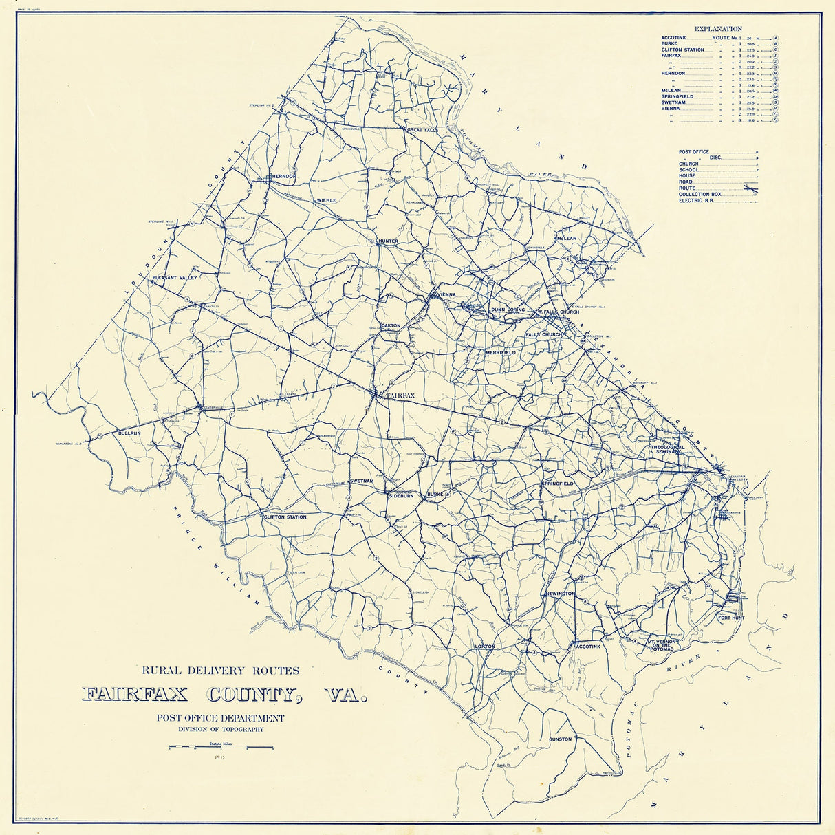 1912 Map of Fairfax County Virginia