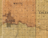 1887 Farm Line Map of Kingman County Kansas