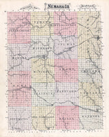 1887 Map of Nemaha County Kansas Seneca Centralia