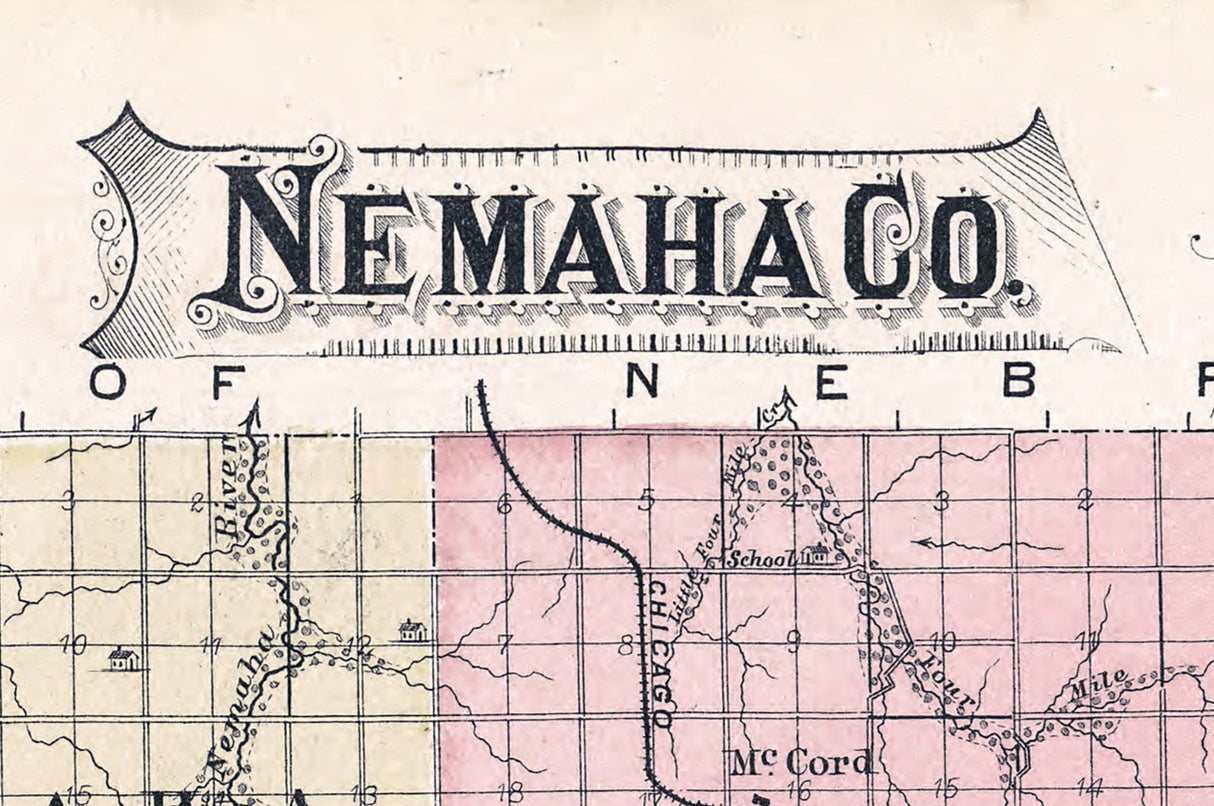 1887 Map of Nemaha County Kansas Seneca Centralia