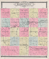 1904 Map of Rooks County Kansas Stockton Plainville