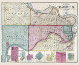 1887 Map of Wyandotte County Kansas Kansas City