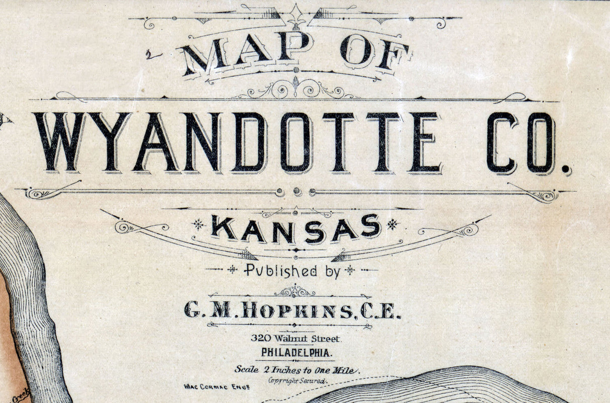 1887 Map of Wyandotte County Kansas Kansas City