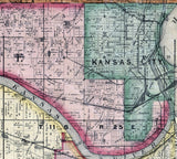 1887 Map of Wyandotte County Kansas Kansas City