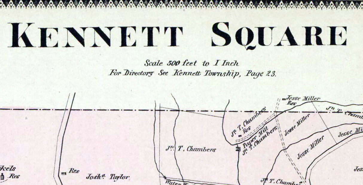 1873 Town Map of Kennett Square Chester County Pennsylvania