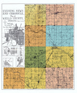 1905 Farm Line Map of Wells County Indiana