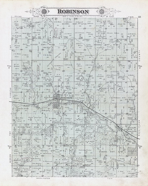 1887 Map of Robinson Township Brown County Kansas