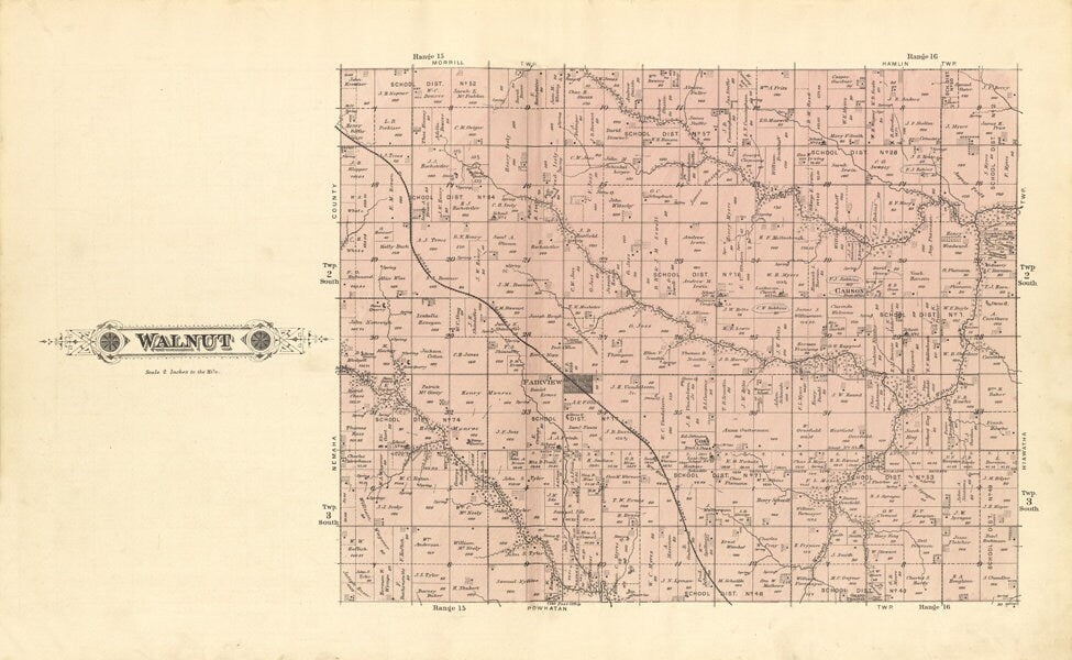 1887 Map of Walnut Township Brown County Kansas