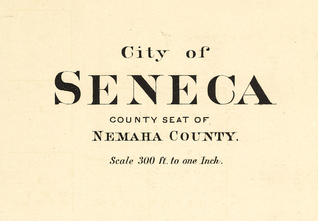 1887 Town Map of Seneca Nemaha County Kansas