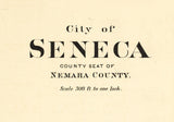 1887 Town Map of Seneca Nemaha County Kansas