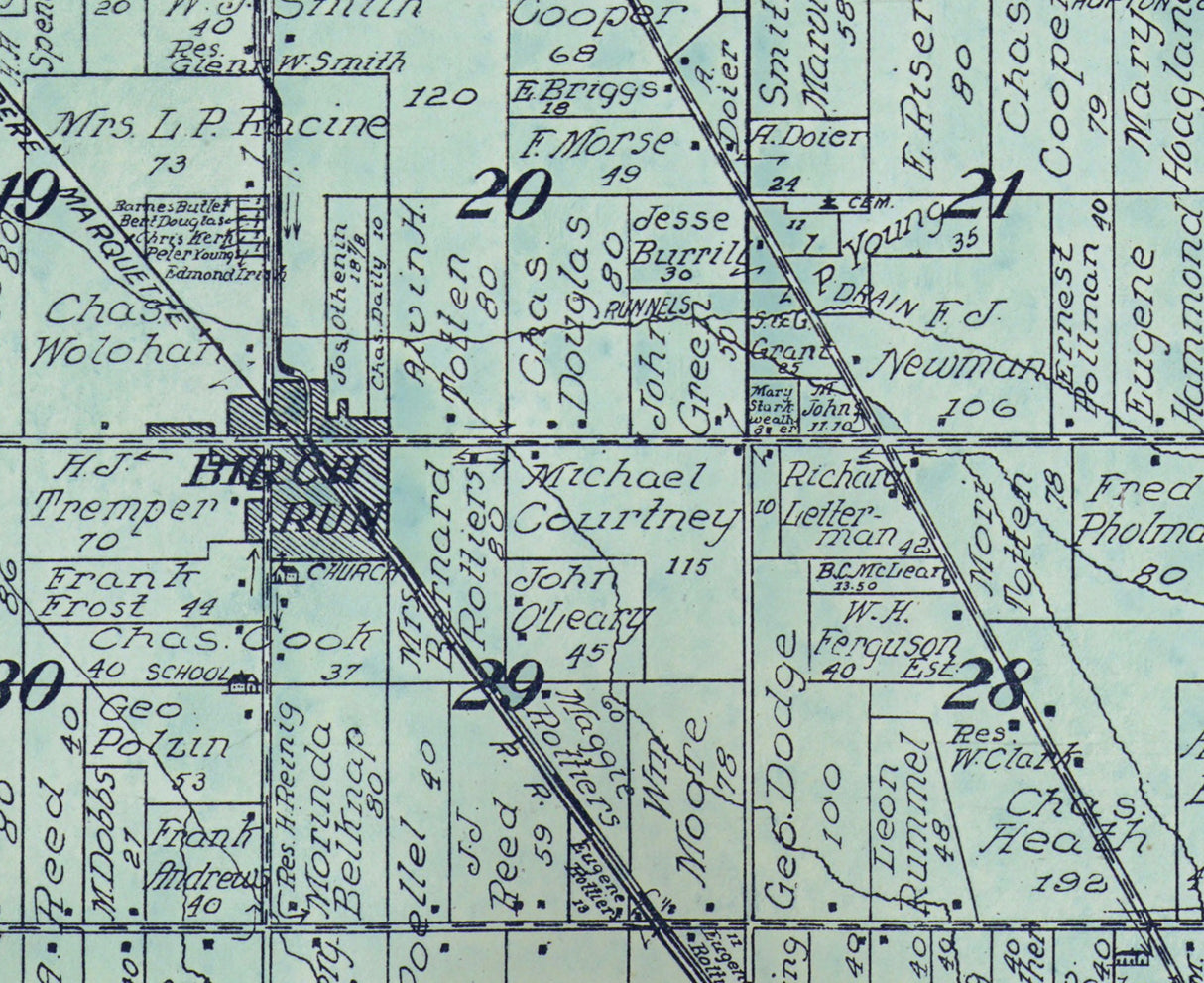 1916 Map of Birch Run Township Saginaw County Michigan